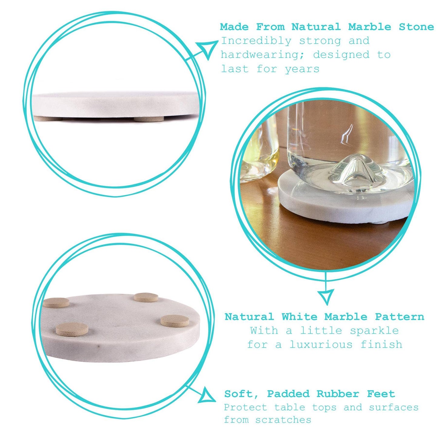 Marble Round Coaster - 10cm - By Argon Tableware