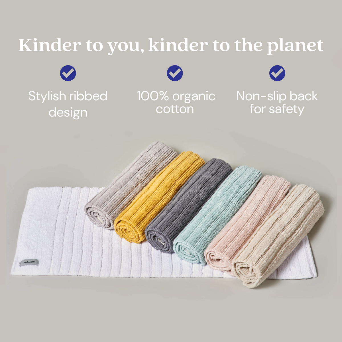 Ribbed Organic Cotton Bath Towels & Face Cloths