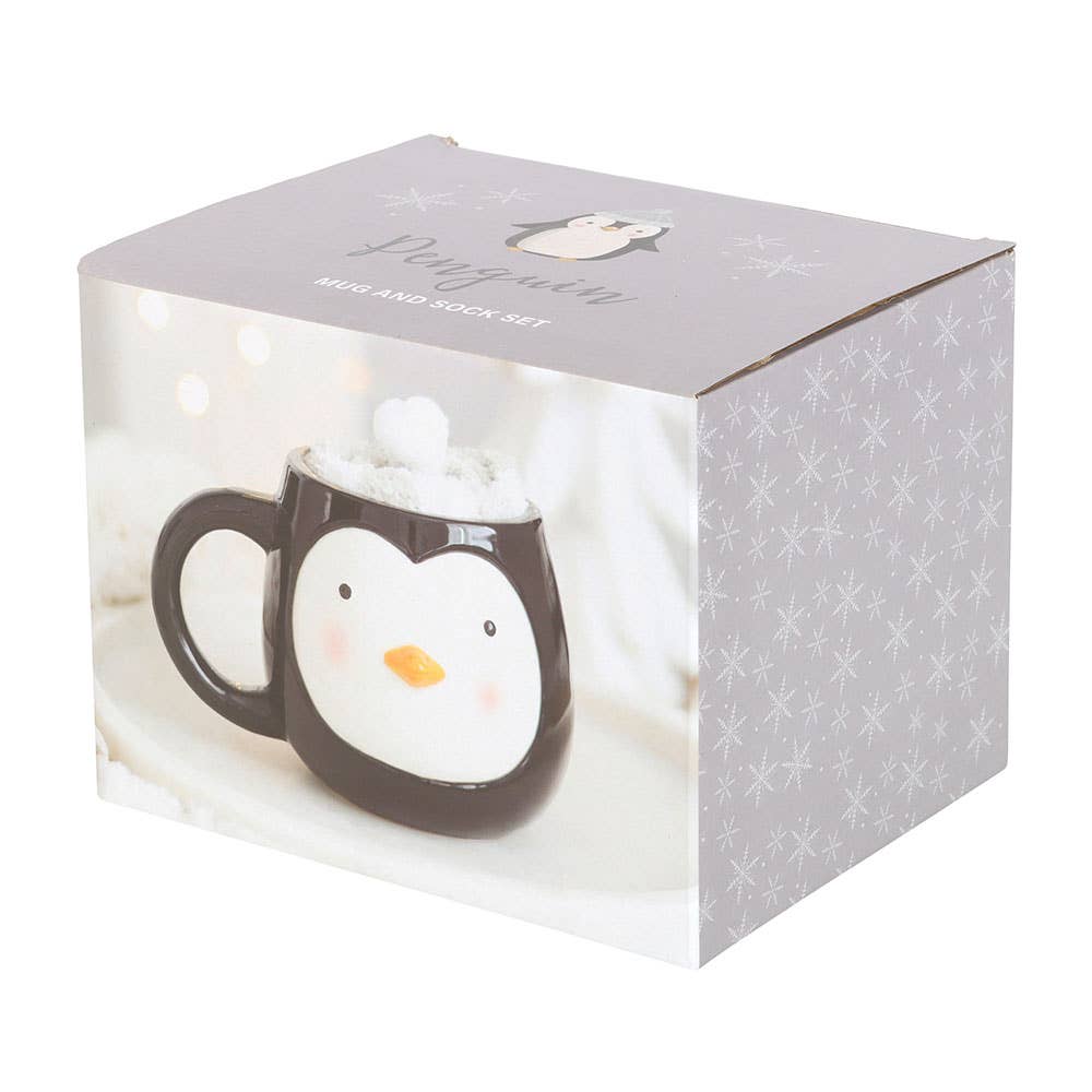 Winter Penguin Mug and Socks Set