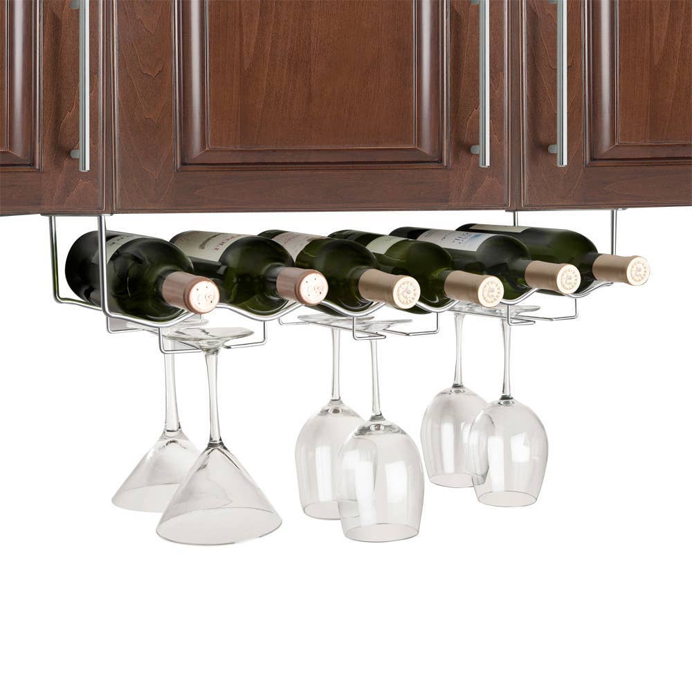 Final Touch Under Cabinet Glass Wine Rack