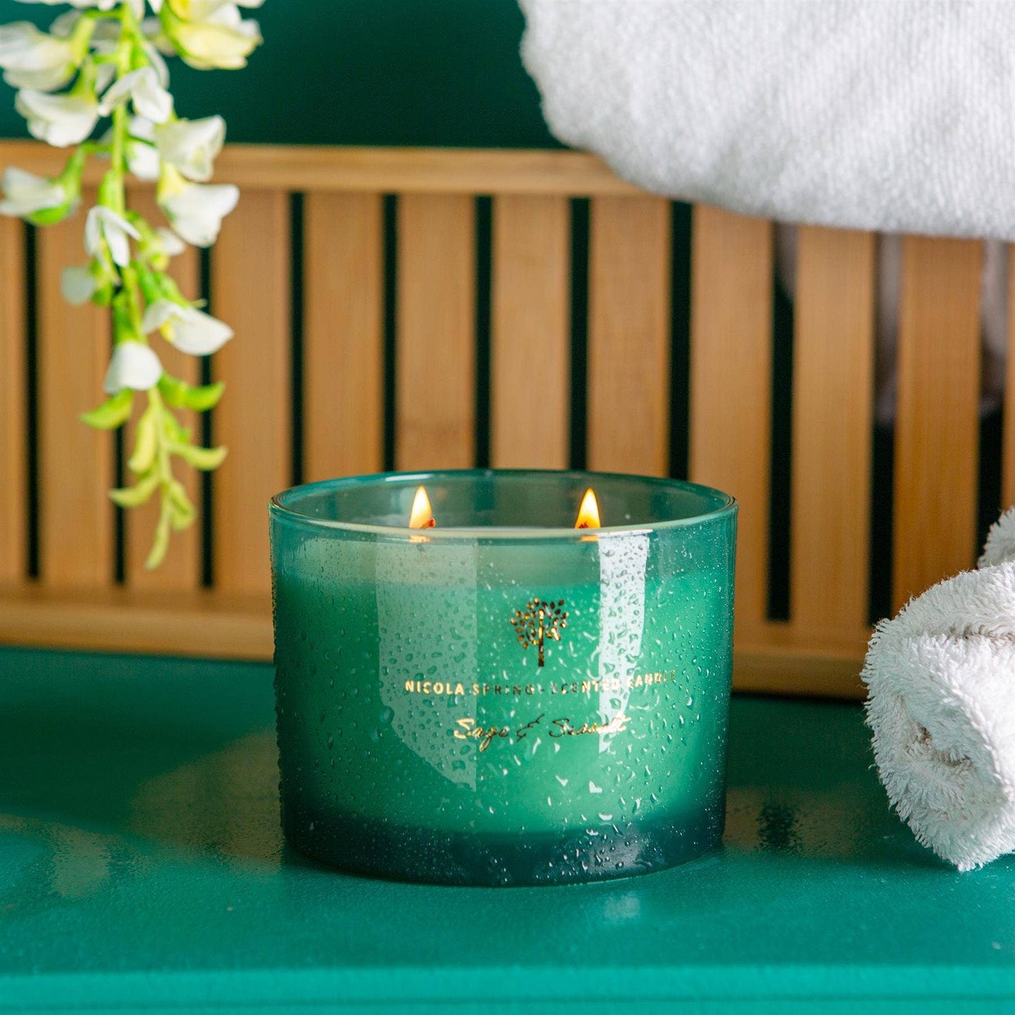 350g Double Wick Sage & Seasalt  Wax Candle Nicola Spring