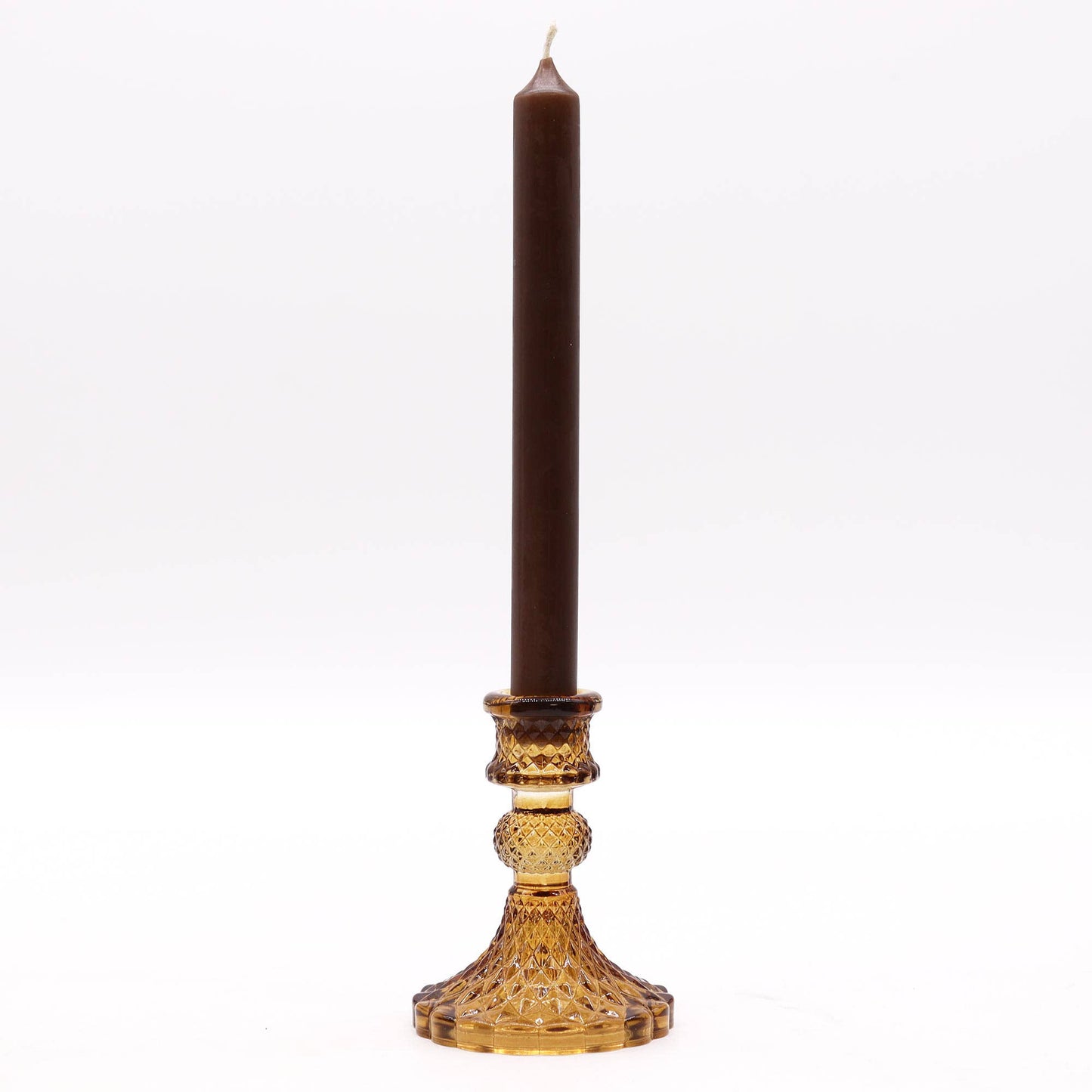 Vintage Candle Holder - Antique Amber