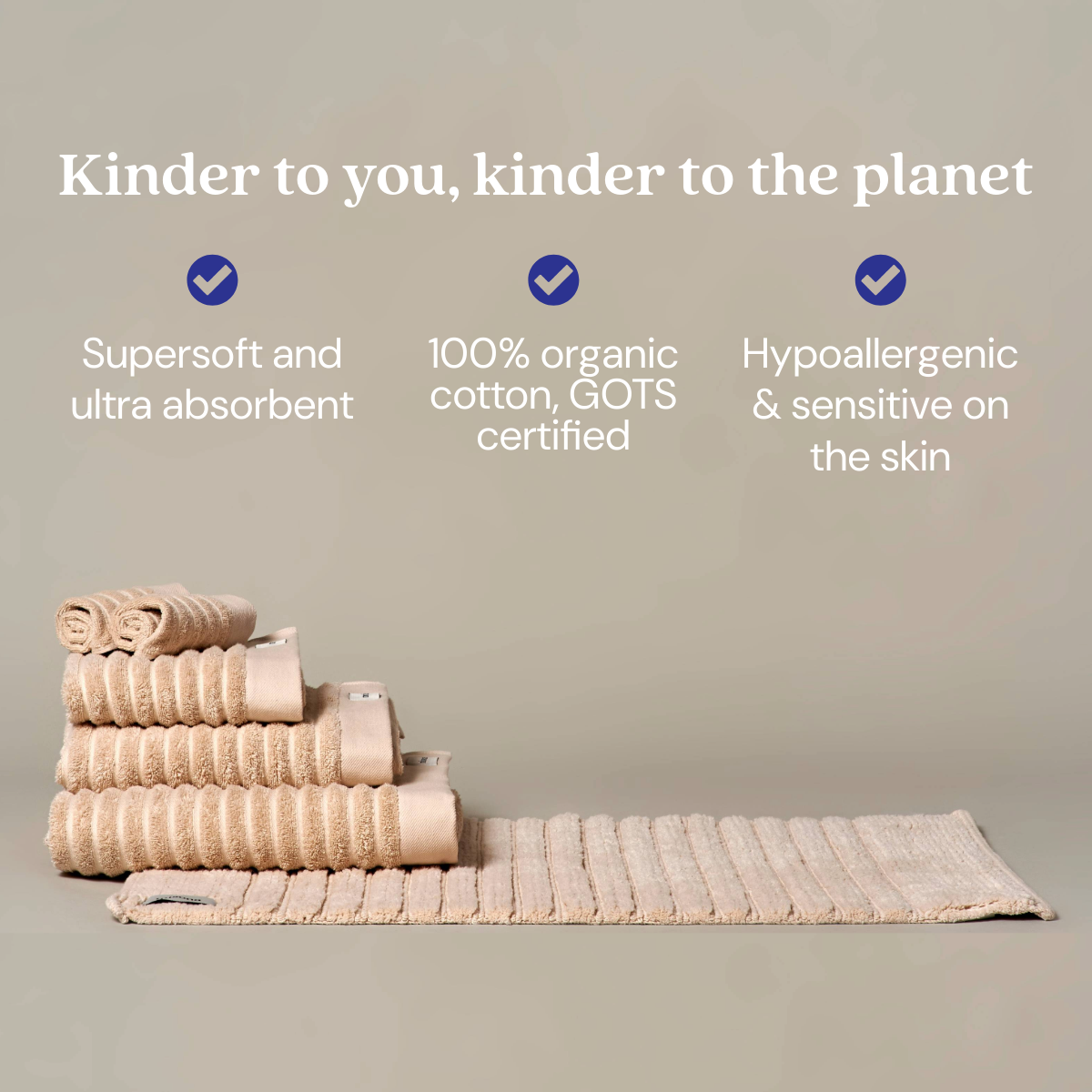 Ribbed Organic Cotton Bath Towels & Face Cloths