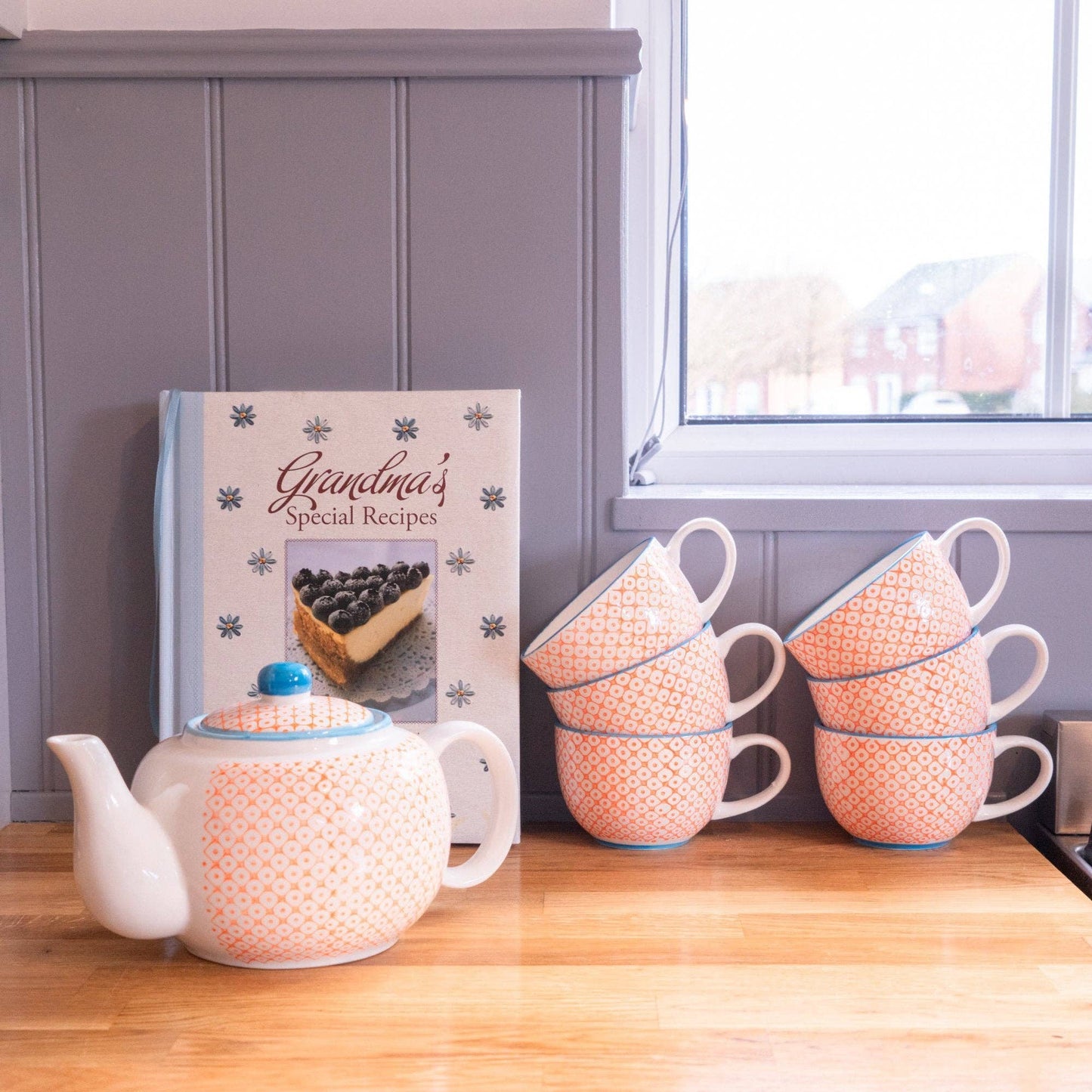 Nicola Spring Patterned Porcelain Teapot - Orange