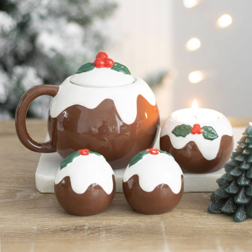 Christmas Pudding Salt and Pepper Shakers