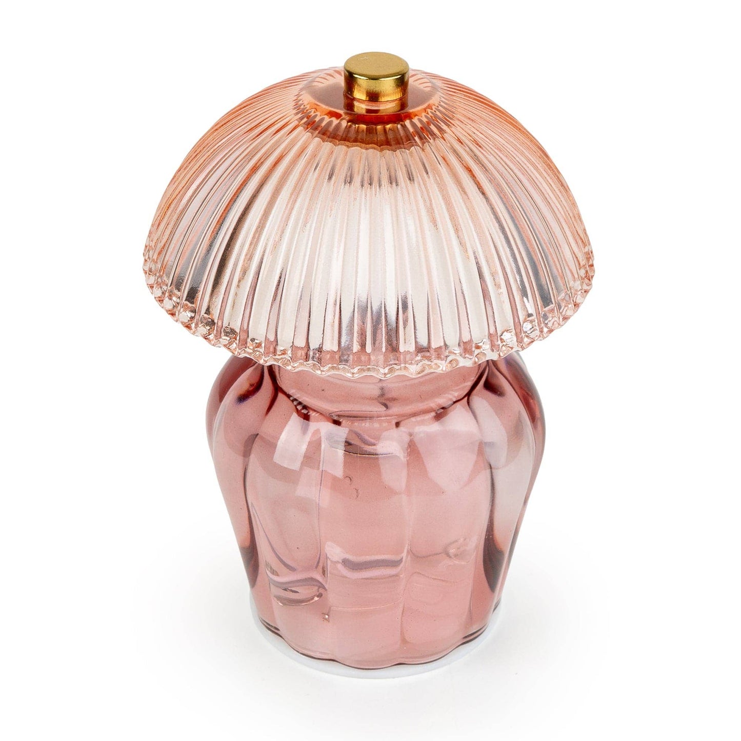 Vintage Ridged Glass LED Table Lamp - Pink