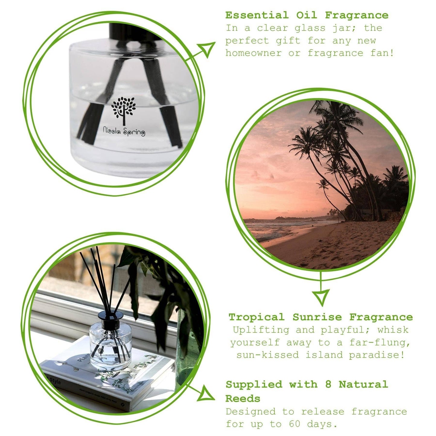 Glass Reed Diffuser - 200ml - Tropical Sunrise