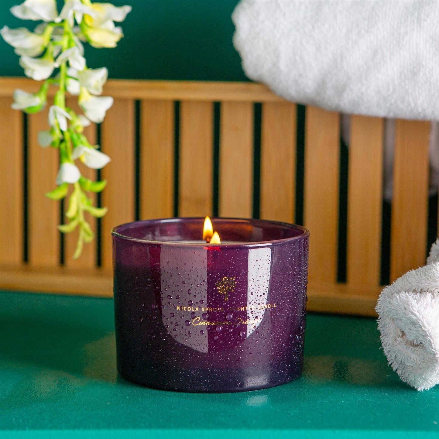 350g Double Wick Cinnamon Orange Wax Candle Nicola Spring