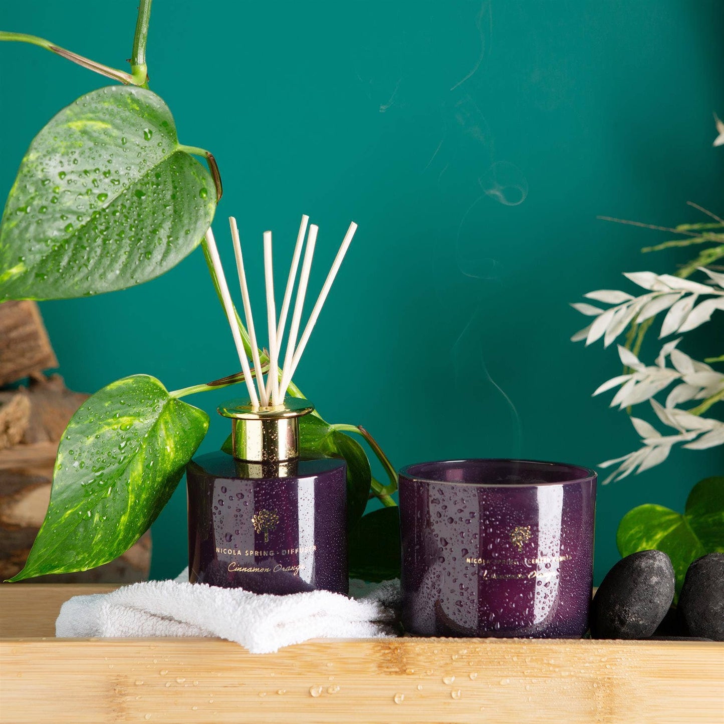 350g Double Wick Cinnamon Orange Wax Candle Nicola Spring