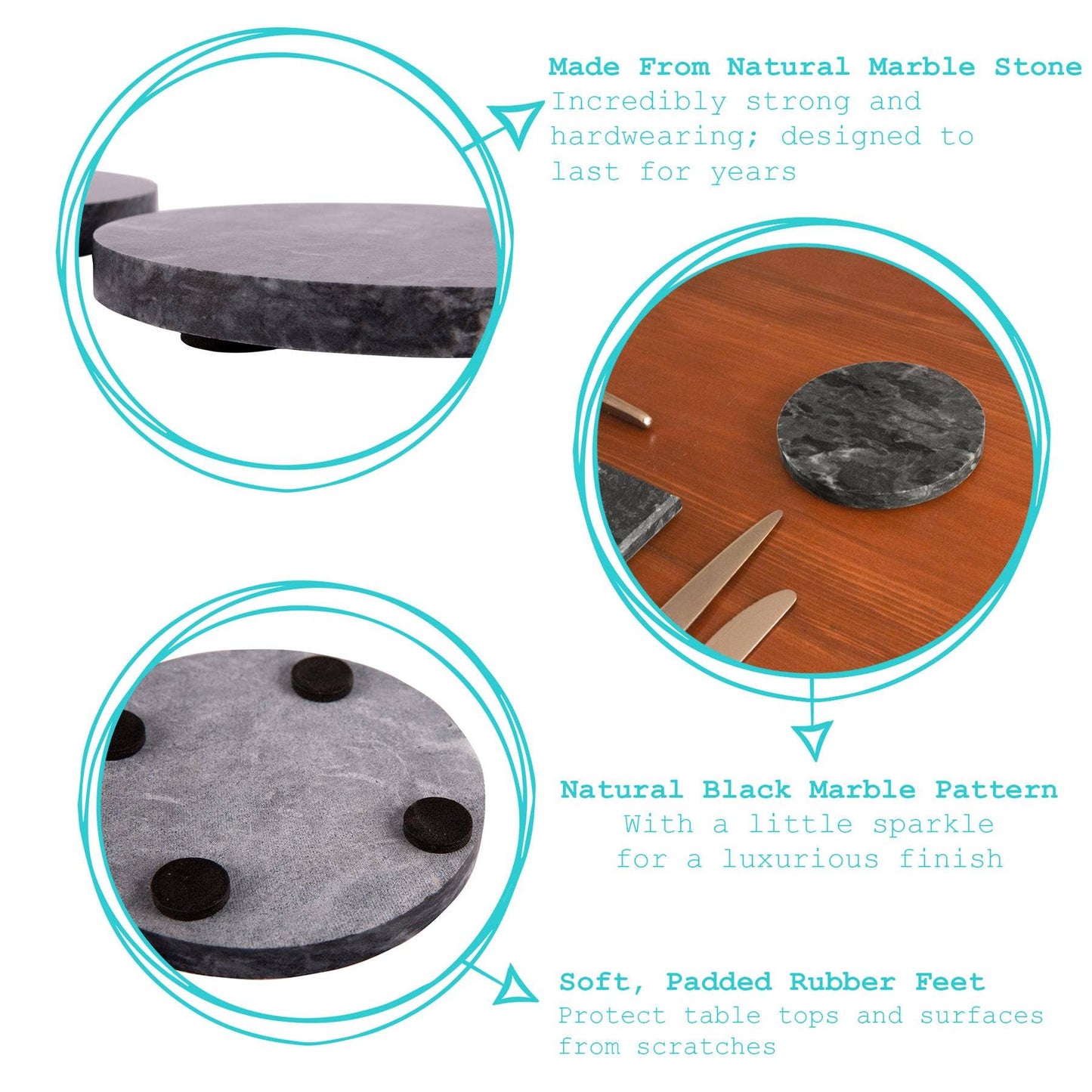 Marble Round Coaster - 10cm - By Argon Tableware