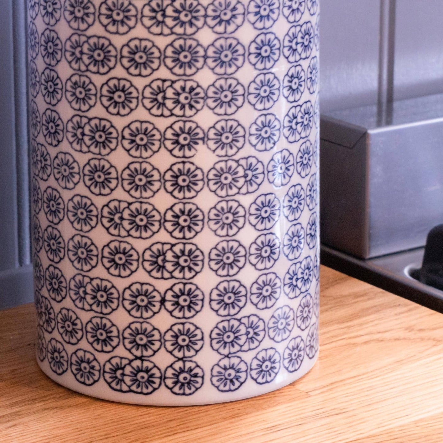 Nicola Spring Porcelain Tea Coffee Canister - Blue Flower