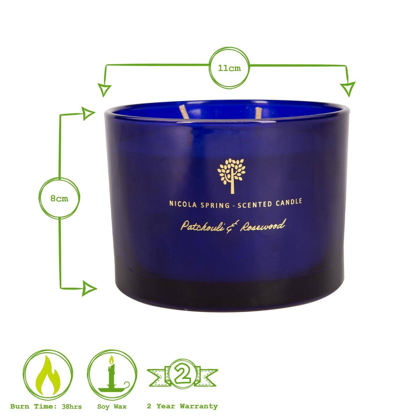 350g Double Wick Patchouli Rosewood Wax Candle Nicola Spring