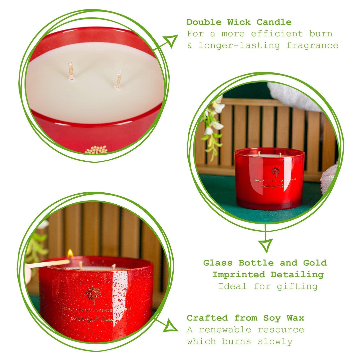 350g Double Wick Fig & Cassis Wax Candle Nicola Spring